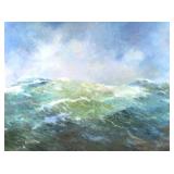 CONTEMPORARY SEASCAPE PAINTING SIGNED "MULLO" | Seascape painting titled "Seascape part II" signed M