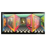 "DOMINIC PANGBORN (B. 1952) 3D WALL ART | Tropicana - Art in Motion Oil on 3D structure 9 x 21 x 3 i