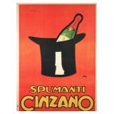 "GIUSEPPE MAGAGNOLI ""SPUMANTI CINZANO"" LARGE FORMAT ADVERTISING POSTER | showing a bottle of spark