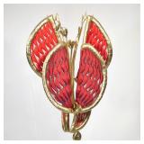 "CONTEMPORARY WOVEN HANGING ARTWORK | A stitched yarn and cotton filled hanging sculpture in cotton-