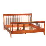 "STEPHEN SWIFT KING BED FRAME | Signed and dated 2001, with curved slatted headboard and footboard h