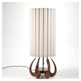 "ADRIAN PEARSALL FOR MODELINE LAMP | Mid-century modern table lamp having a pronged curved wood base