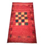 GABBEH WOOL RUG | With blue and beige central checkered medallion - w. 33.5 x l. 66 in.