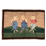 THREE LITTLE PIGS ANTIQUE HOOKED MAT, HILFIGER COLLECTION | w. 22 x l. 33 in.