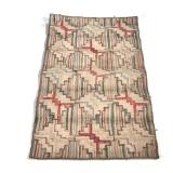 ANTIQUE AMERICAN HOOKED RUG | stitched with geometric patterns - w. 37 x l. 58 in.