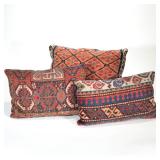 (3pc) ANTIQUE RUG UPHOLSTERED PILLOWS