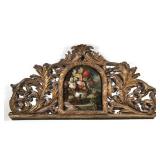 "ITALIANATE CARVED FRAME & OIL PAINTING | Having a central table-top foral still life with flowers a