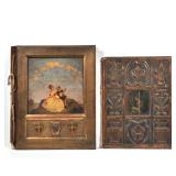 "(2pc) FANCY GILT CARVED SCRAPBOOK & OTHER | Including: Fancy gilt carved scrapbook with leather bin