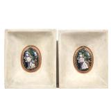 (2pc) GRECO-ROMAN ENAMEL PLAQUES | In matching cove frames