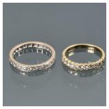 (2pc) GOLD & DIAMOND RINGS | Including a gold and diamond eternity band (size 7, 2.7g) plus an Itali