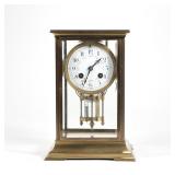 "ANTIQUE FRENCH SHELF CLOCK | Carriage-form mantel clock with porcelain face, movement marked ""Fran