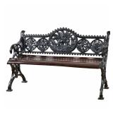 CLASSICAL SCULPTED CAST IRON "HUNTING" BENCH | h. 31.5 x l. 51.5 x d. 20 in.