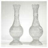 "PAIR MONUMENTAL CUT CRYSTAL VASES | Of five piece construction h. 36 x dia. 12 in."
