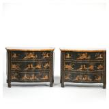 (2pc) PAIR CHINOISERIE DRESSERS, HILFIGER | COLLECTION | h. 28 x w. 37 x d. 21 in.