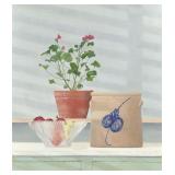 "CLAIRE M. CONANT (AMERICAN, 20TH CENTURY) | Geranium with Glass Bowl oil on canvas h. 28 x 24 in., 