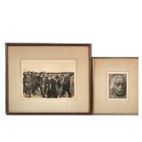 "(2pc) KATHE KOLLWITZ (1867-1945) ETCHINGS | Including a self-portrait ( h. 5.5 x 4 in., subject), w