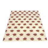 MADELINE WEINTRAUB LOTUS PATTERN DHURRIE RUG, HILFIGER COLLECTION | Having a cream white ground with