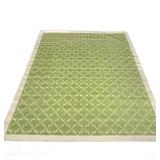 PROBABLY WEINRIB GREEN PATTERNED FLAT WOVEN RUG | With green trellis pattern over natural cotton; (#