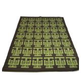 MADELINE WEINRIB AMAGANSETT RUG, HILFIGER COLLECTION | brown with green characters (#52) - w. 98 x l