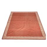 MADELINE WEINTRAUB RED KEY PATTERN DHURRIE RUG, HILFIGER COLLECTION | Tagged with "Amagansett" label