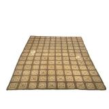 ANTIQUE AMERICAN HOOKED RUG, HILFIGER COLLECTION | Brown tile pattern with orange highlights - w. 10