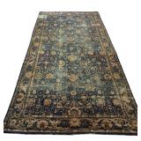 ANTIQUE BLUE FEREGHAN CARPET, HILFIGER COLLECTION | Having flowers, shields, and vines on a blue gro