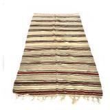 MEXICAN / AMERICAN STYLE WOVEN RUG, HILFIGER COLLECTION | natural yarn with bands of red; Original s