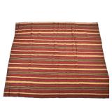 NATURAL & RED STRIPED FLAT WOVEN RUG, HILFIGER COLLECTION | Having reddish orange and black stripes 