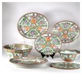 "(6pc) CHINESE FAMILLE ROSE PORCELAIN | Including an oval dish with frog for flowers, a large center