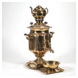"BRASS SAMOVAR | 24.5 h. 24.5 x w. 12.5 x d. 17 in."