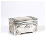 "J. BERGER ART NOUVEAU BOX | 800 silver art nouveau trinket box with hinged lid, with makers and fin