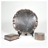 (3pc) STERLING SILVER | Including an English sterling tray, an English box, and a small Gorham box -