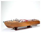 ITALIAN RIVA SCALE MODEL WOODEN BOAT | h. 8 x w. 10.25 x l. 33 in.