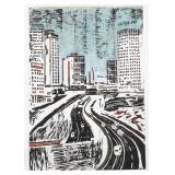 "CONTEMPORARY EMBOSSED WOODCUT | Avenida 23 De Maio signed indistinctly, numbered, and titled lower 