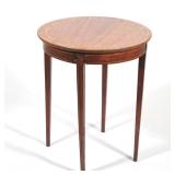 "SATINWOOD ROUND SIDE TABLE | Line inlays h. 24 x dia. 20 in."