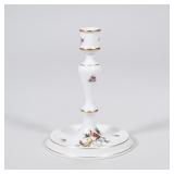 "HEREND CANDLESTICK | Rothschild Bird Herend candlestick with gilt borders h. 7 x dia. 5.25 in."
