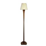 Danish Modern Floor Lamp | Mid-century modern Danish teak or similar wooden floor lamp with tapered 