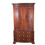 Baker Furniture Armoire | Nicely figured wood armoire by Baker Furniture, with double doors before s
