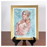 Edna Hibel (American, 1917-2014), Porcelain Plaque | Lenore and Child. Lithograph on porcelain, 1978