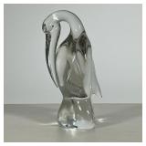 Glass Bird Sculpture | Heavy, no apparent signature, stork or crane figure. - h. 10 x d. 7.5 in