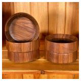 (5pc) Dansk Wood Bowls | Modern style wood bowls for salads or serving snacks. - h. 2.25 x dia. 7.5 