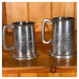 (2pc) English Pewter Tankards | With dedications, each with a glass bottom, including one by Kent Si