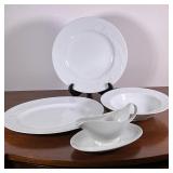 (5pc) Mikasa Serving Pieces | White with Calla Lily design. Pieces included: bowl, gravy boat and tr