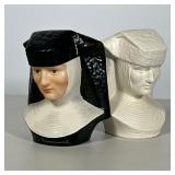 (2pc) Goebel Nuns | Goebel / Hummel nun figures, one all white, the other painted with black habit. 