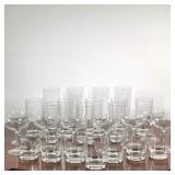 (27pc) Mixed Glasses With Star Etching | 8 champagne; 7 scotch; 8 highball; and 4 beer glasses, all 