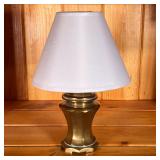 Small Brass Table Lamp | Of small size but heavy. - h. 12.5 x dia. 9 in (overall with shade)