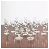 (16pc) Mixed Cordial Glasses | 8 glasses are etched with a matching shot glass, 5 fluted and 2 small