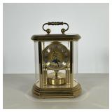 Bulova Mantel Clock | Quartz movement, made in Germany, brass case with beveled plastic panels. - h.