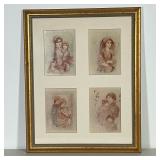 Gilt Frame & Prints | 18.25 x 14.25 in. insert matted with four 6.5 x 4.5 in. cutouts housing prints
