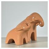 (2pc) Porcelain Elephants | By Jaru, with label to underside, salmon-colored glazed ceramic elephant